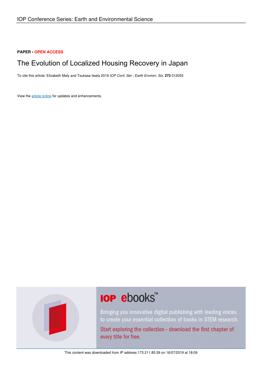 Pdf The Evolution Of Localized Housing Recovery In Japan