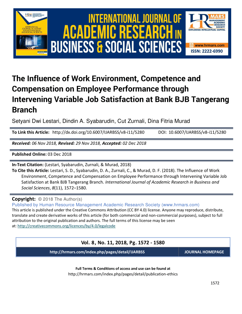 (PDF) The Influence of Work Environment, Competence and Compensation on ...