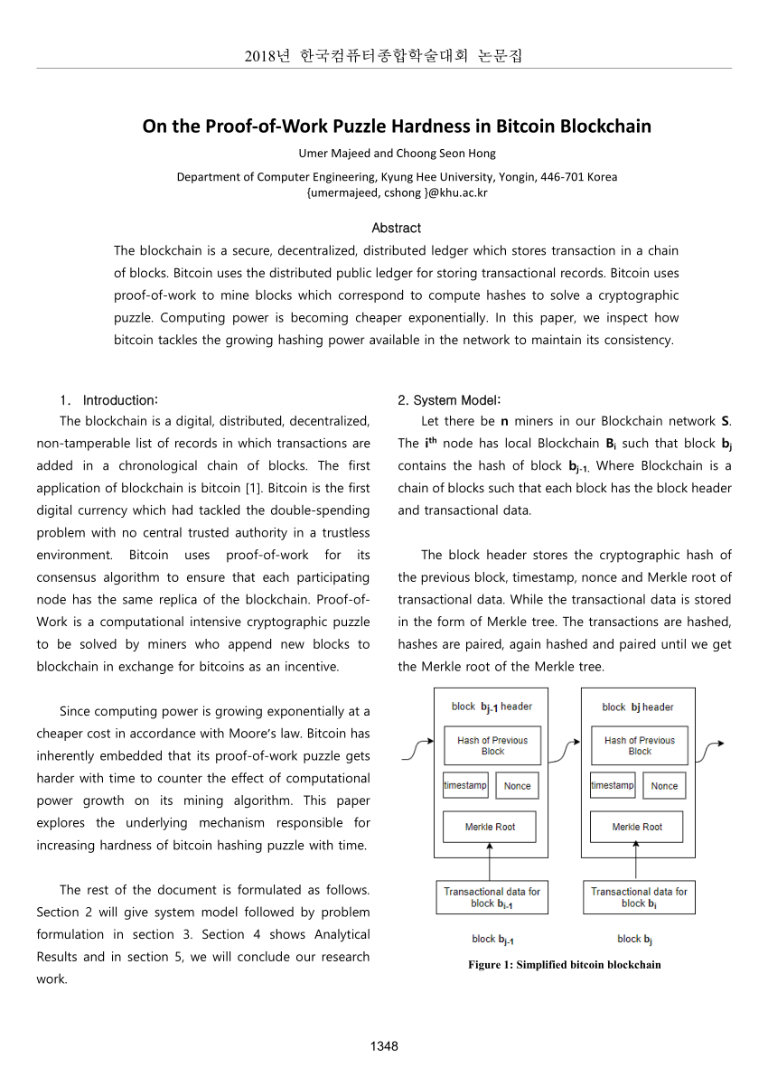 (PDF) On the Proof-of-Work Puzzle Hardness in Bitcoin ...