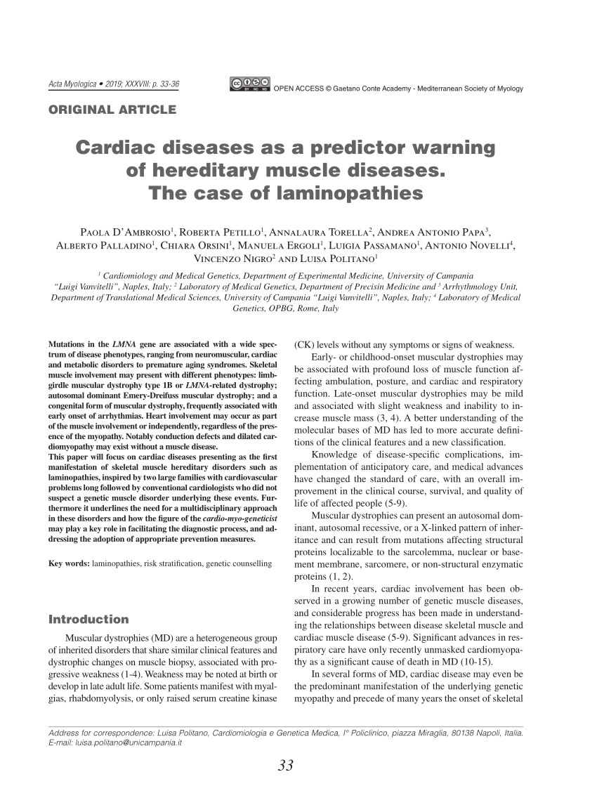 Pdf Cardiac Diseases As A Predictor Warning Of Hereditary Muscle