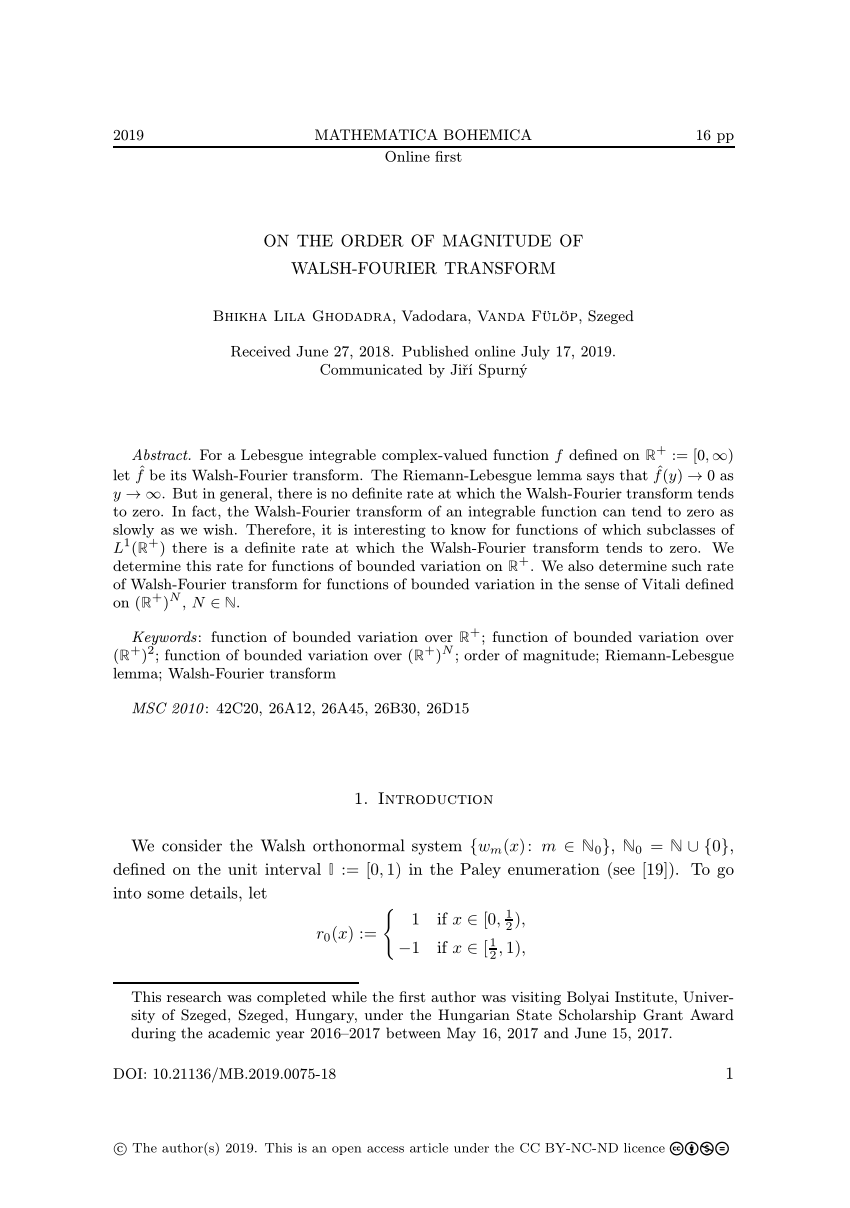 (PDF) On the order of magnitude of Walsh-Fourier transform