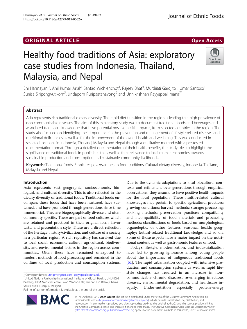 PDF) Healthy food traditions of Asia: exploratory case studies 