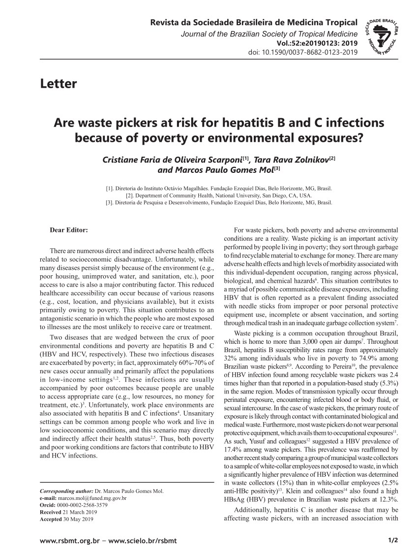 Kritisere agitation vaccination PDF) Are waste pickers at risk for hepatitis B and C infections because of  poverty or environmental exposures?