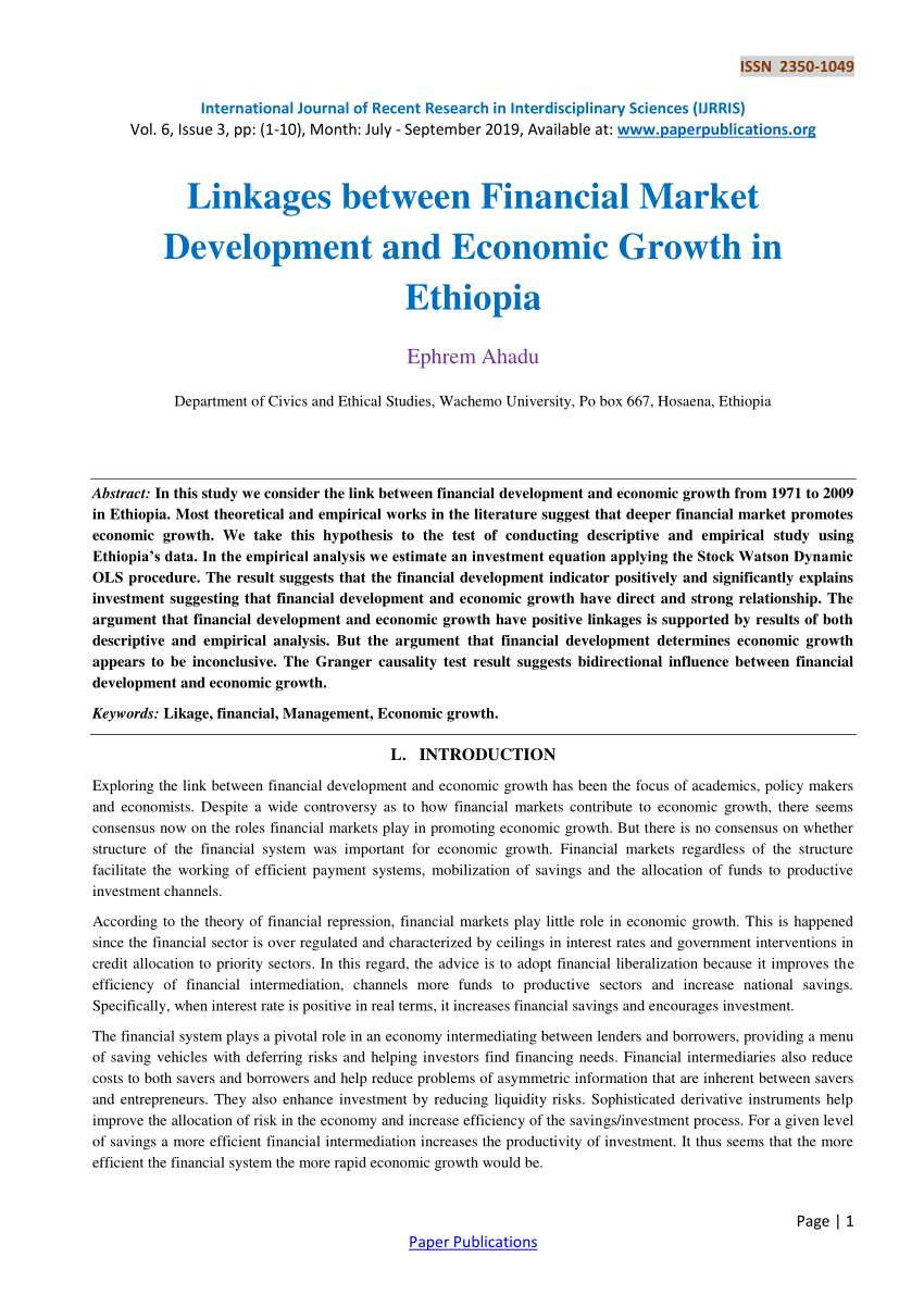 article review on financial market in ethiopia