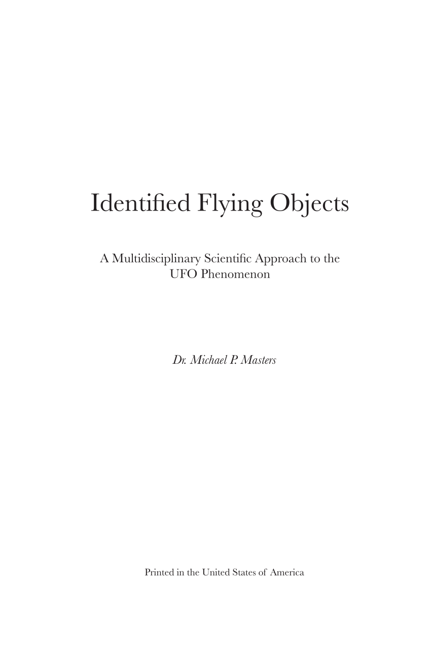 PDF) Identified Flying Objects: A Multidisciplinary Scientific ...