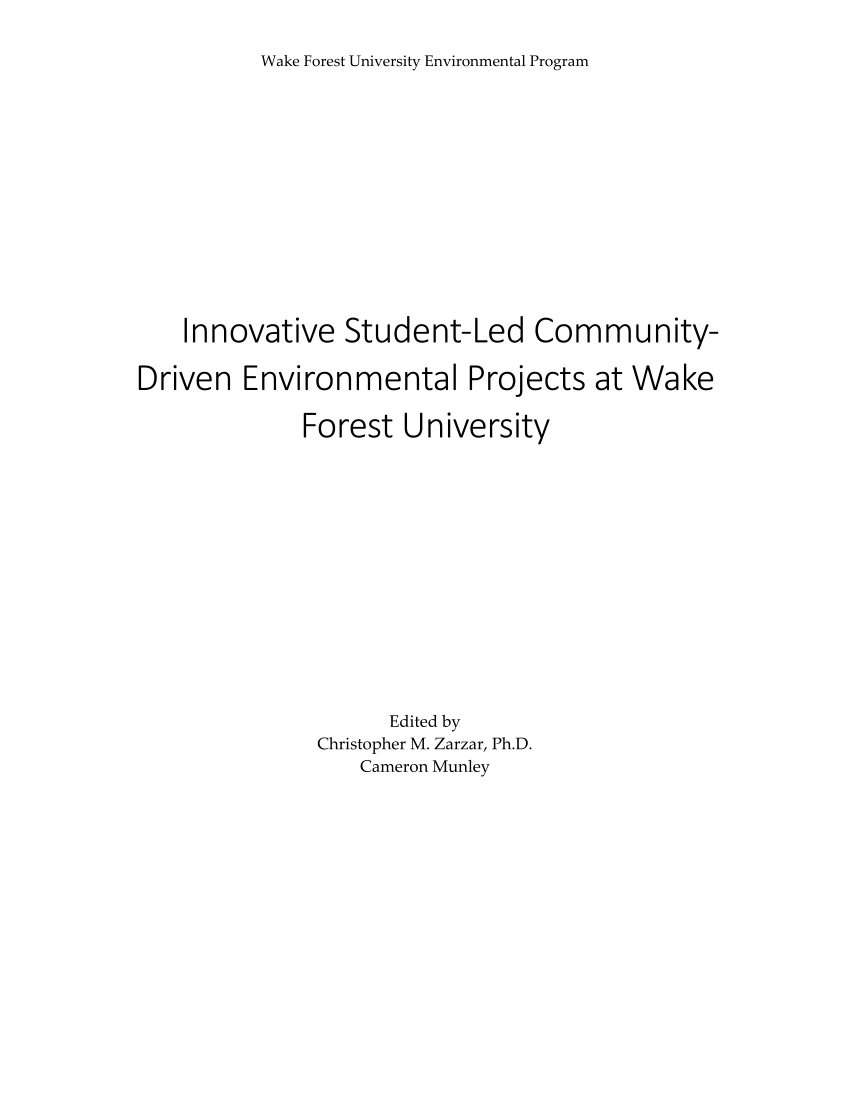 Pdf Innovative Student Led Community Driven Environmental Projects At Wake Forest University
