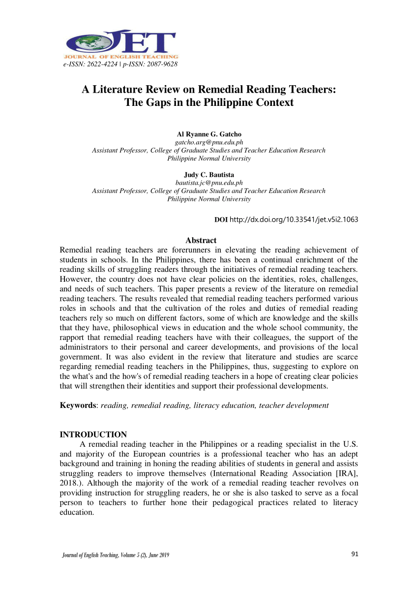 research paper about reading comprehension in the philippines