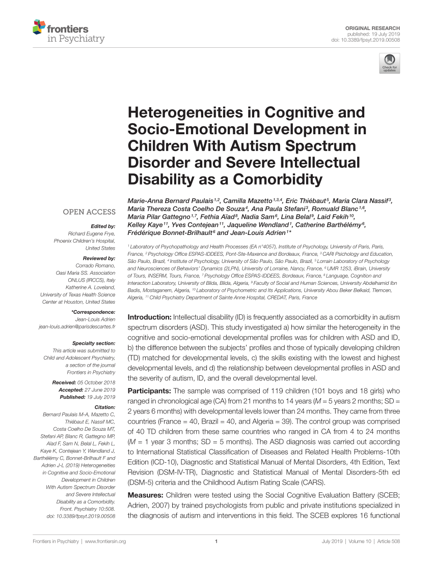 Full article: Psychomotor, cognitive, and socio-emotional developmental  profiles of children with Rubinstein-Taybi Syndrome and a severe  intellectual disability