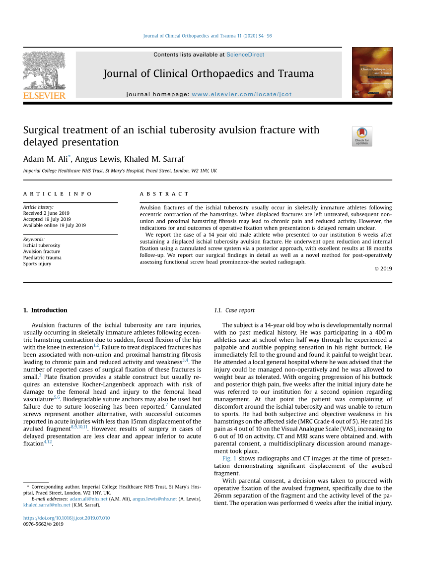 Pdf Surgical Treatment Of An Ischial Tuberosity Avulsion Fracture With Delayed Presentation