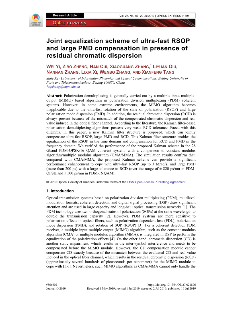 PDF) Joint equalization scheme of ultra-fast RSOP and large PMD 