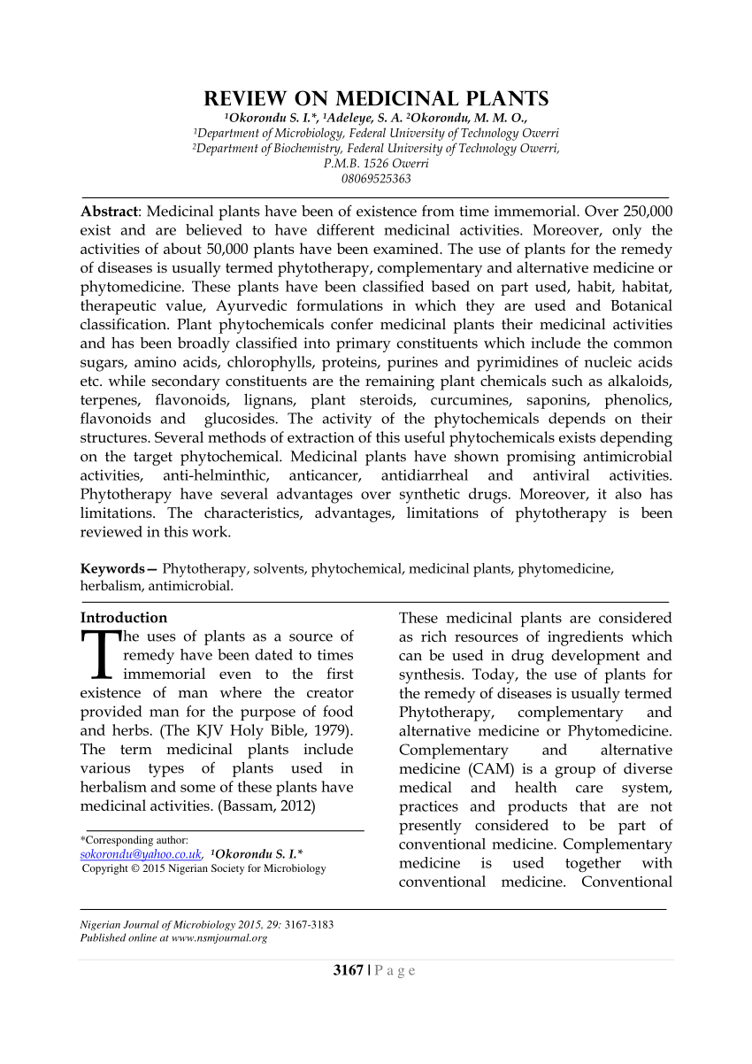 research paper on survey of medicinal plants