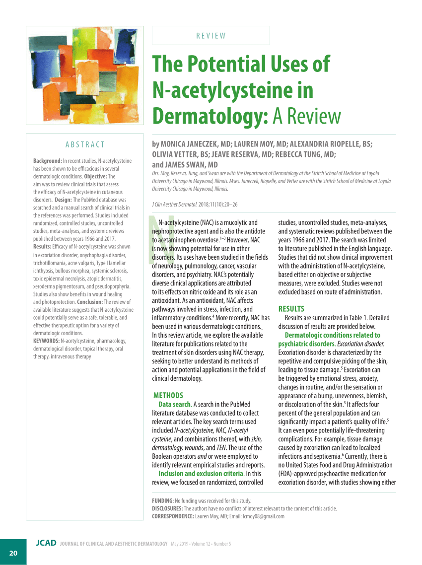 PDF The Potential Uses of N acetylcysteine in Dermatology A Review