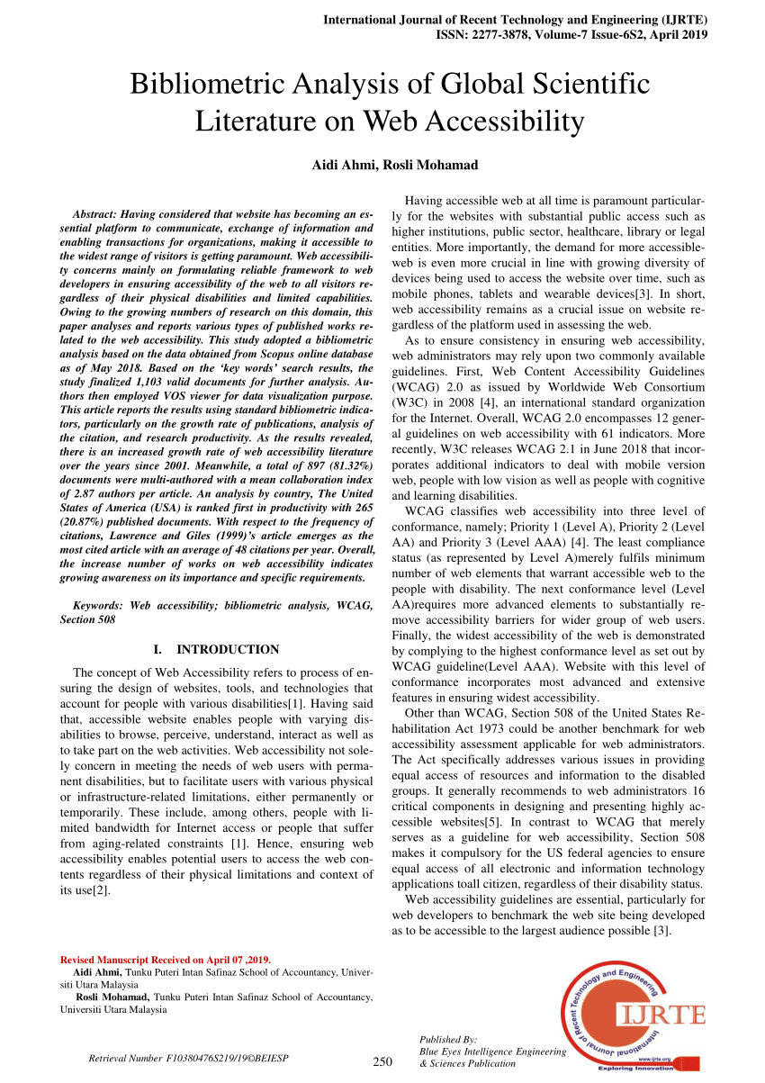 PDF) Bibliometric Analysis of Global Scientific Literature on Web 