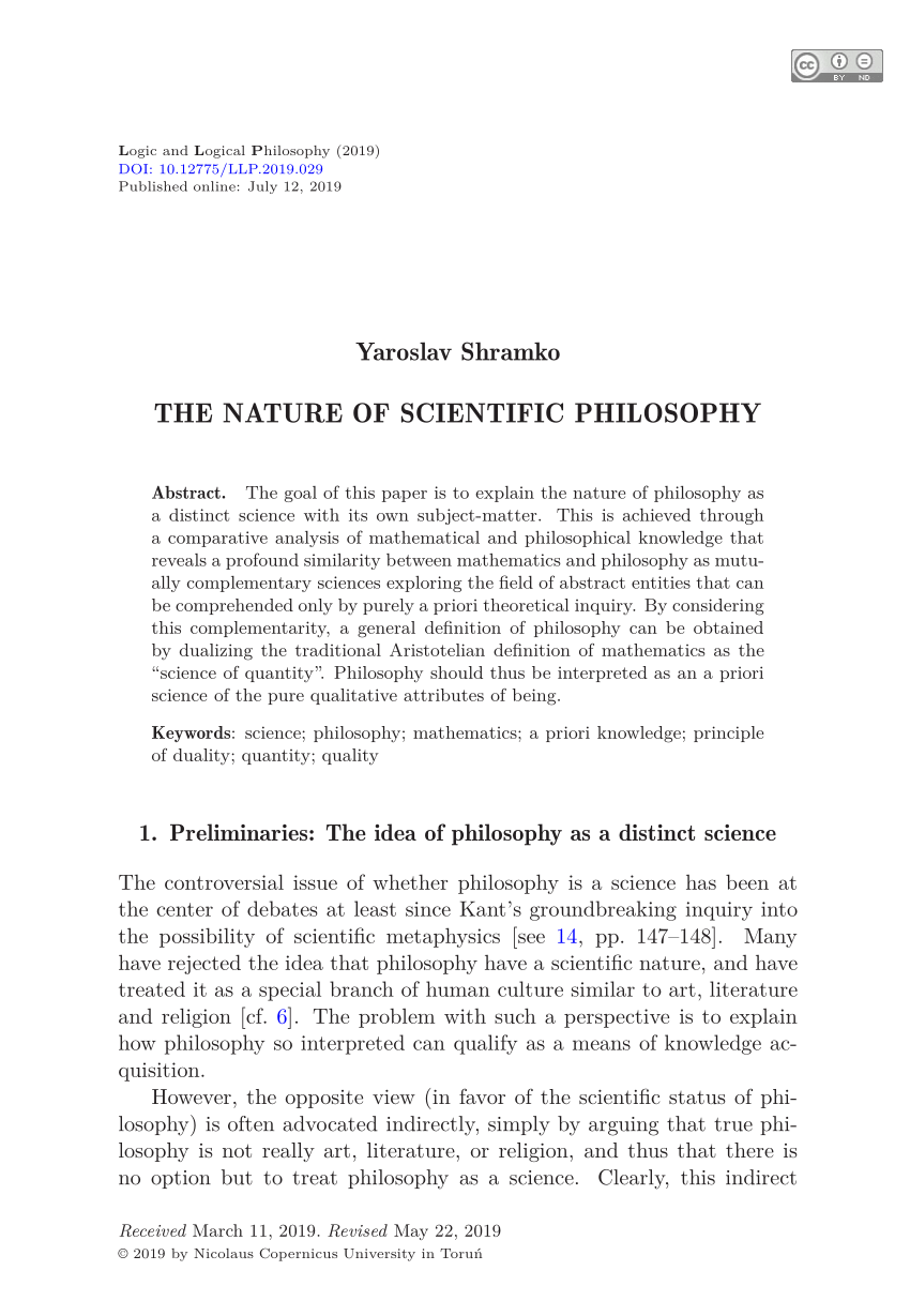 nature of philosophy research paper