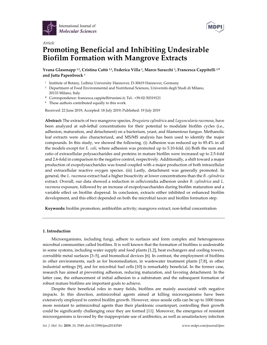 PDF Promoting Beneficial and Inhibiting Undesirable Biofilm  