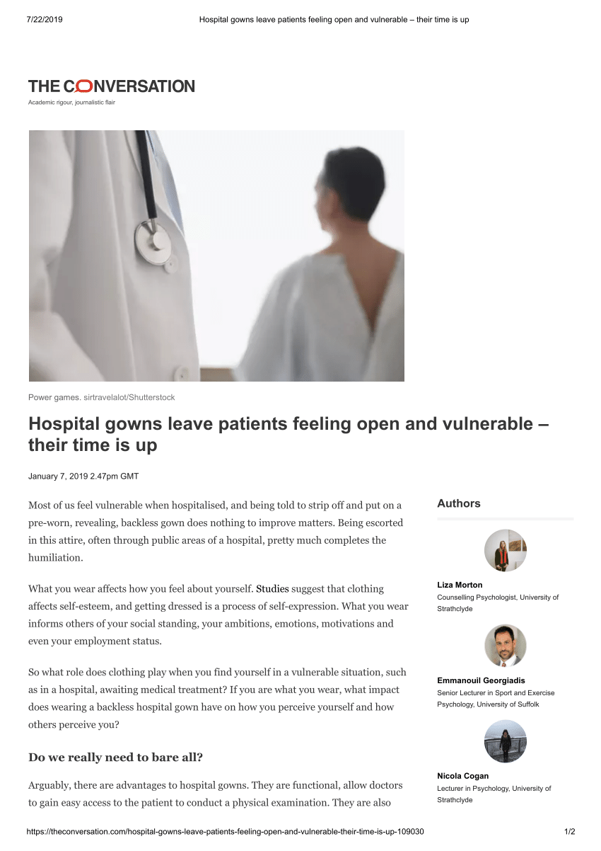 PDF) Hospital gowns leave patients feeling open and vulnerable – their time  is up