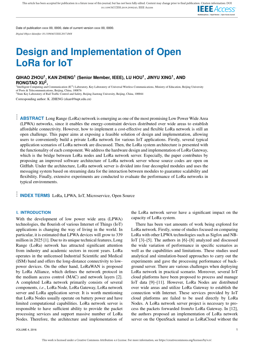 PDF) Design and Implementation of Open LoRa for IoT