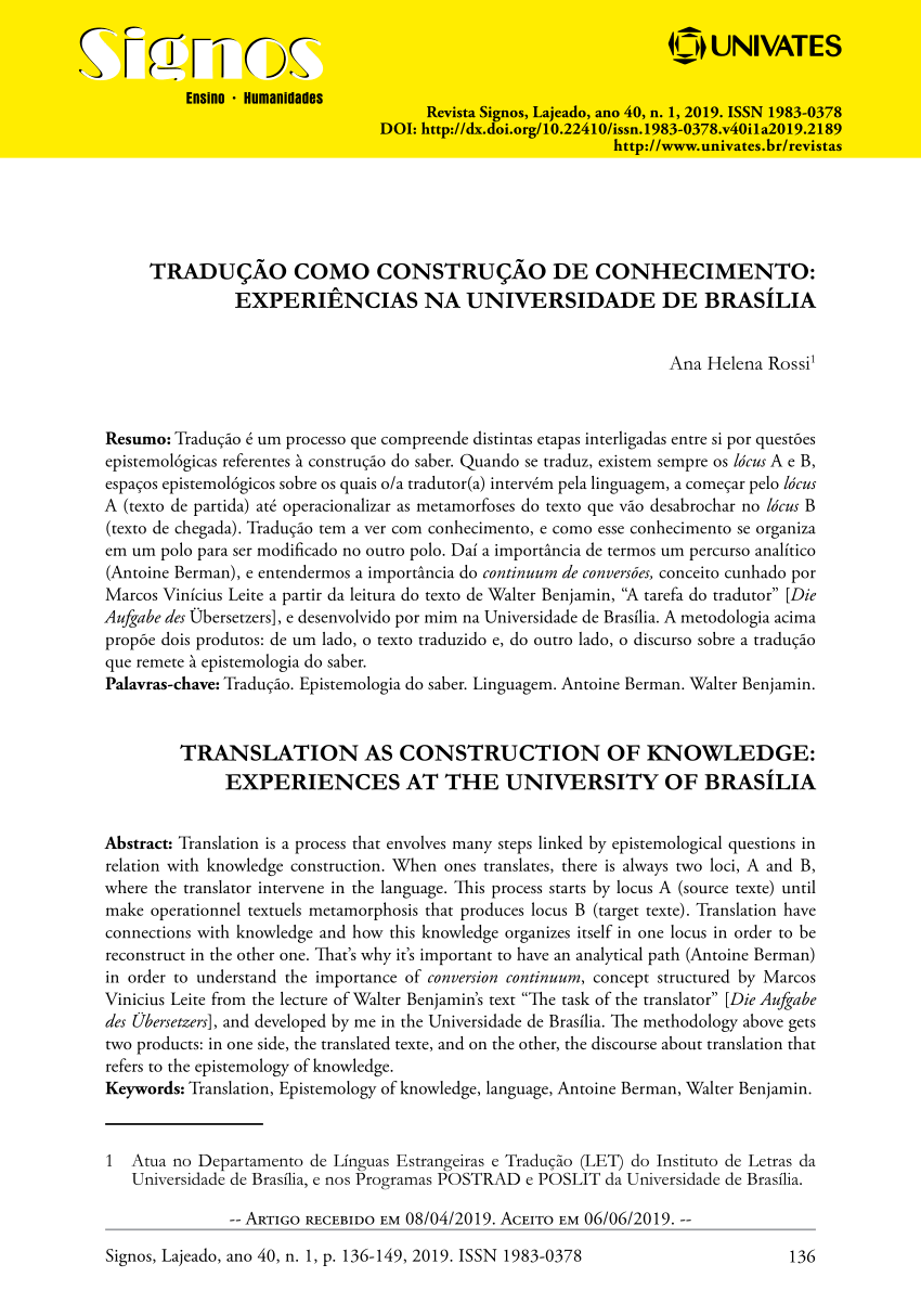 Tradução é conversão de um texto escrito em uma língua estrangeira