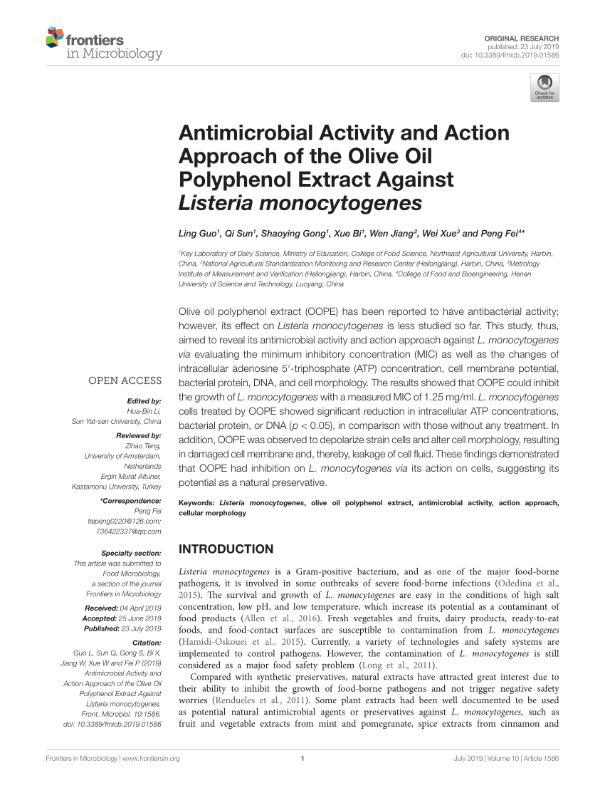 PDF) Antimicrobial Activity and Action Approach of the Olive Oil 