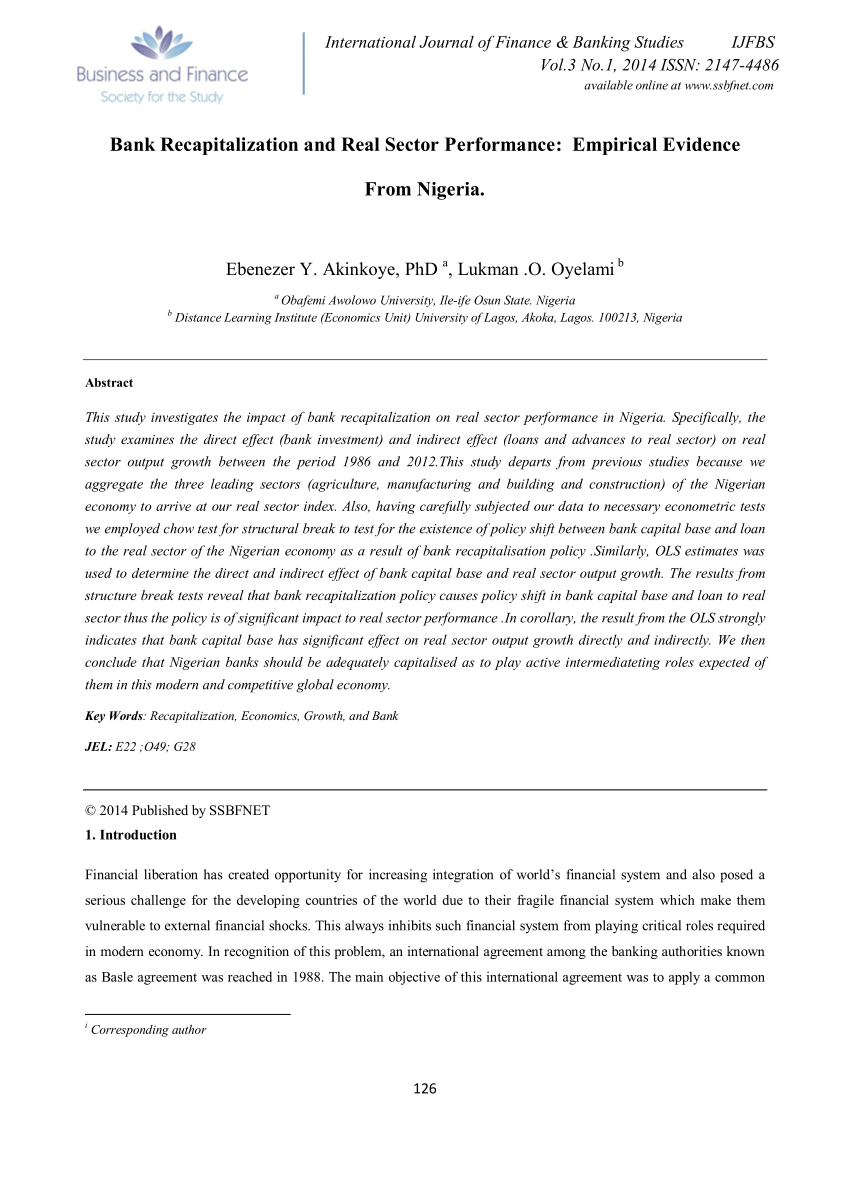 (PDF) Bank Recapitalization and Real Sector Performance