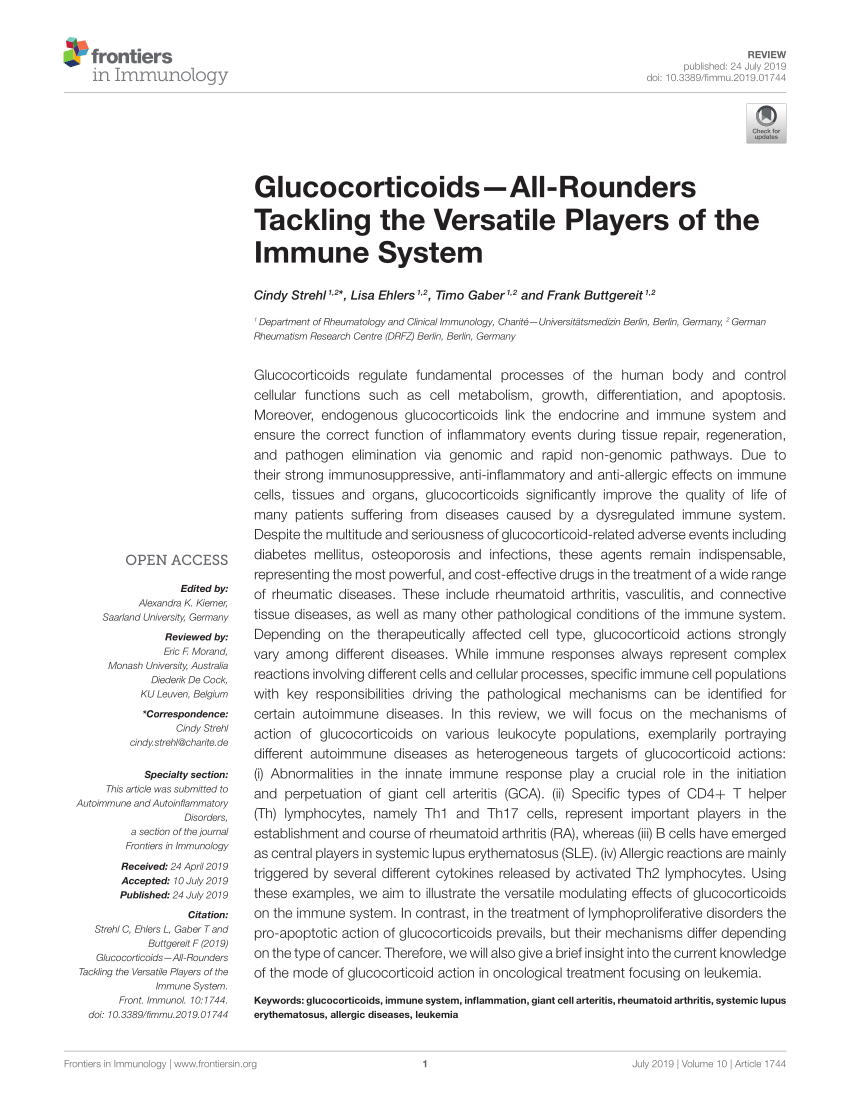 PDF) Glucocorticoids—All-Rounders Tackling the Versatile Players ...