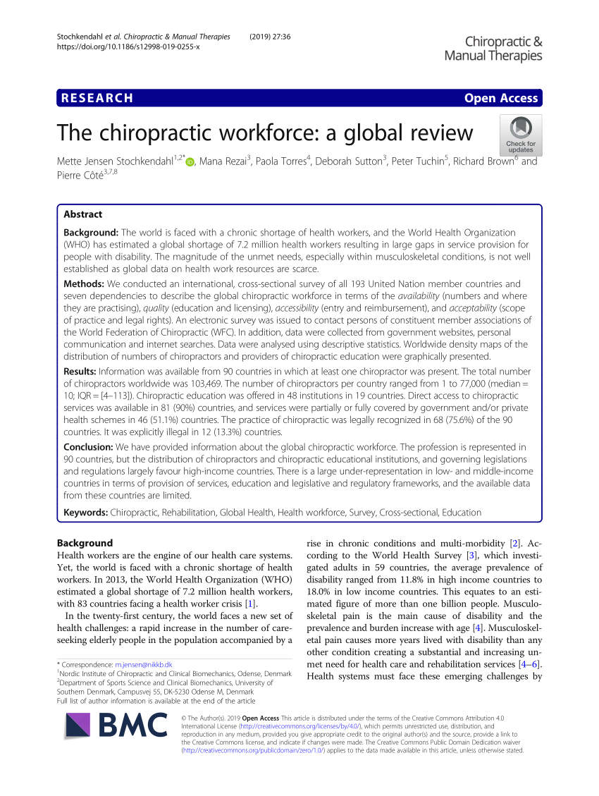 PDF) The chiropractic workforce: A global review