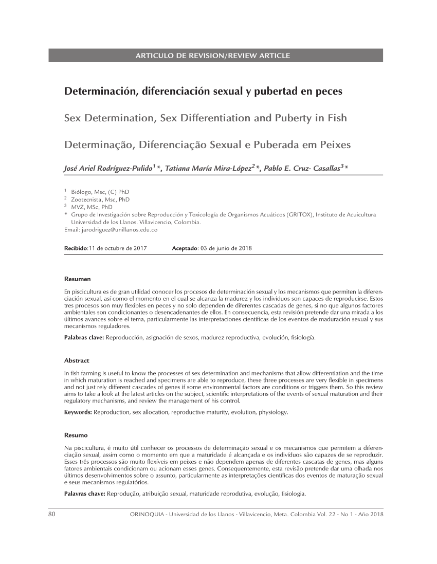 PDF) Determinación, diferenciación sexual y pubertad en peces