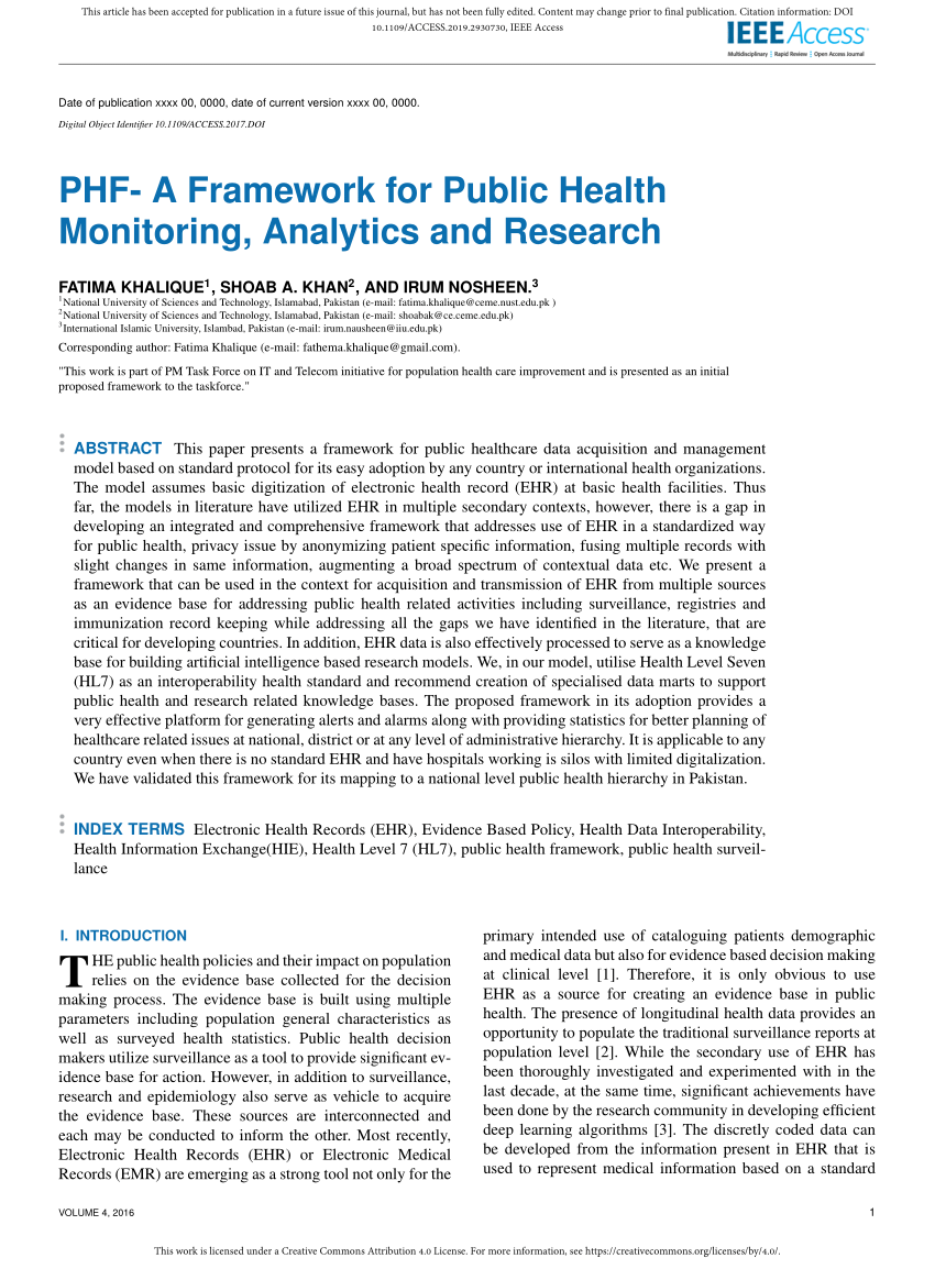PDF) PHF-A Framework for Public Health Monitoring, Analytics and ...