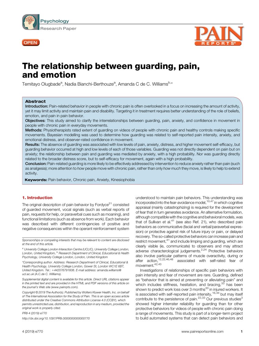 (PDF) The relationship between guarding, pain, and emotion