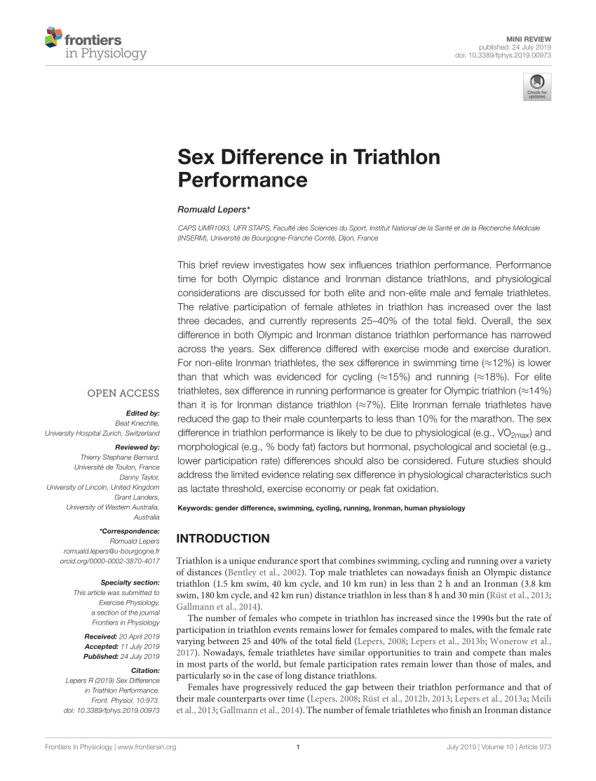 PDF) Sex Difference in Triathlon Performance