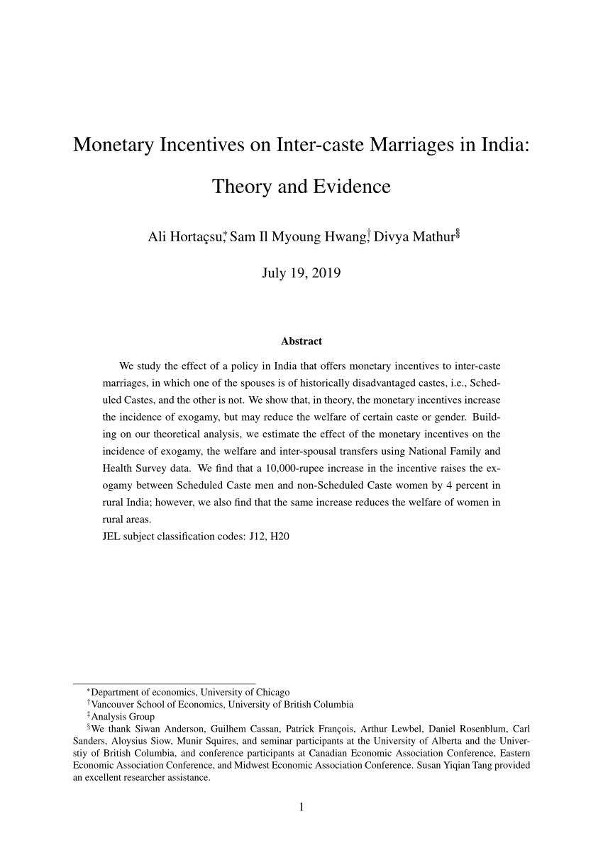 research paper on inter caste marriage