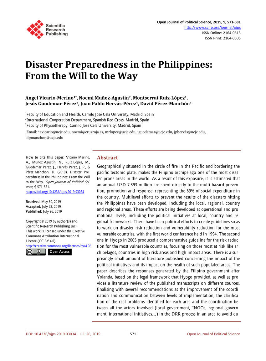 research paper about disaster preparedness in the philippines