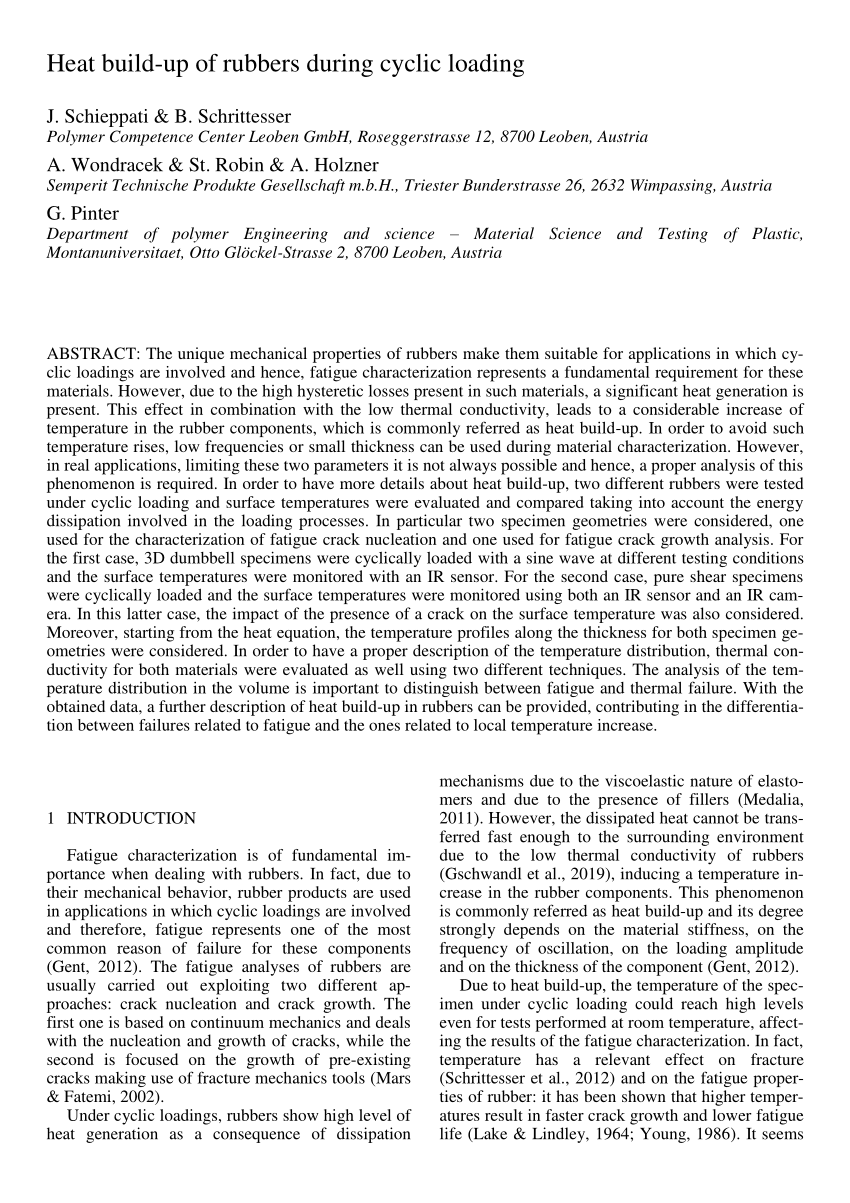 (PDF) Heat buildup of rubbers during cyclic loading