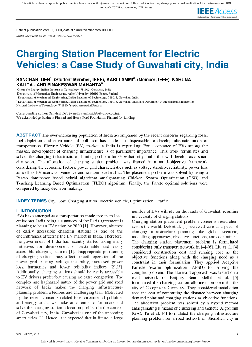 (PDF) Charging Station Placement for Electric Vehicles A Case Study of