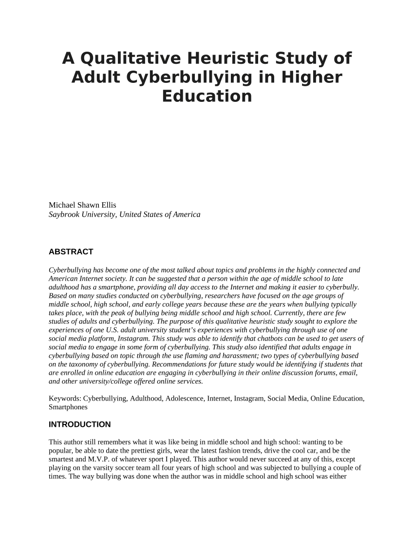 research hypothesis of cyberbullying