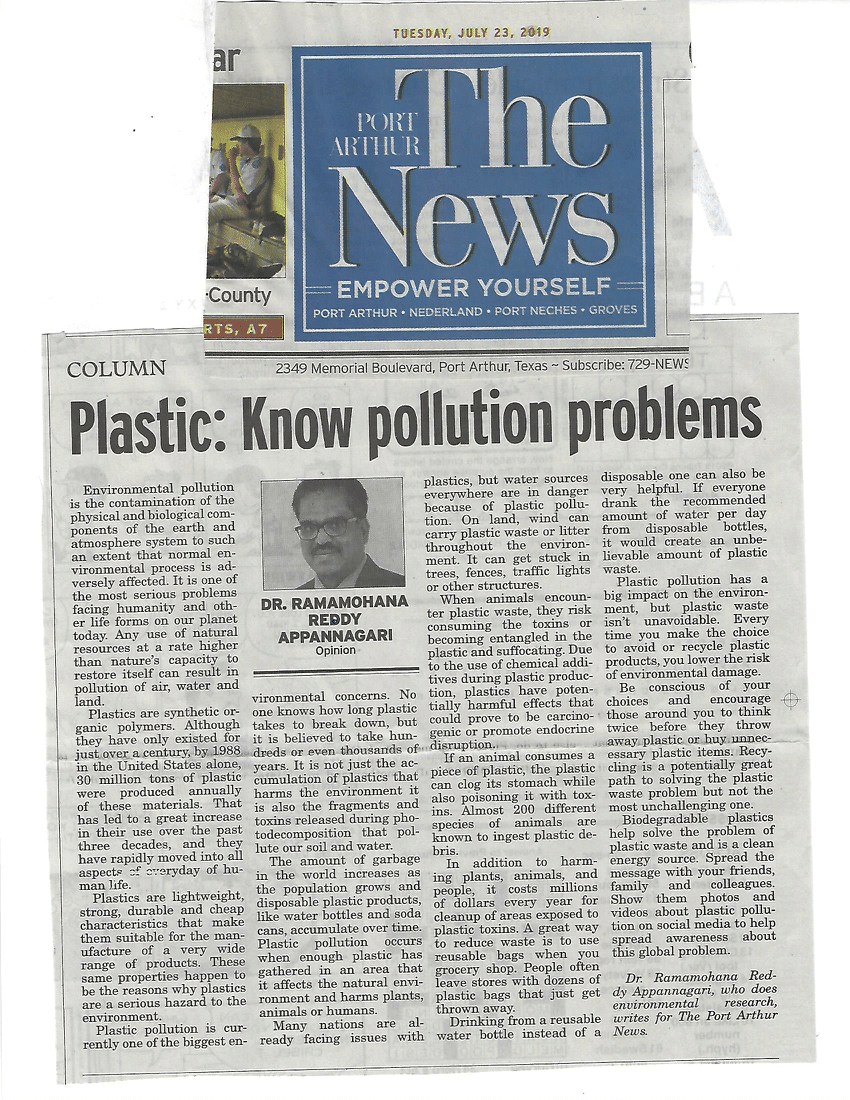 write a newspaper article on environmental pollution