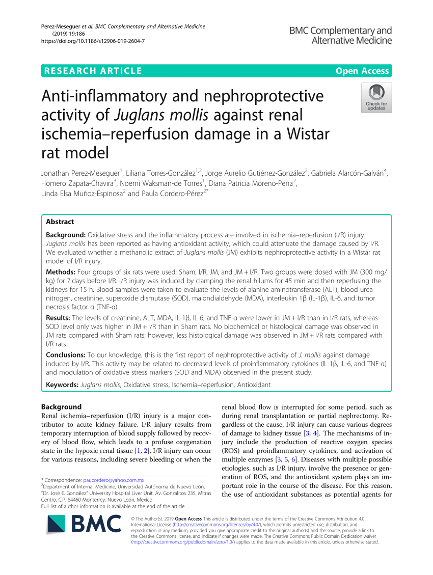 (PDF) Anti-inflammatory and nephroprotective activity of Juglans mollis ...