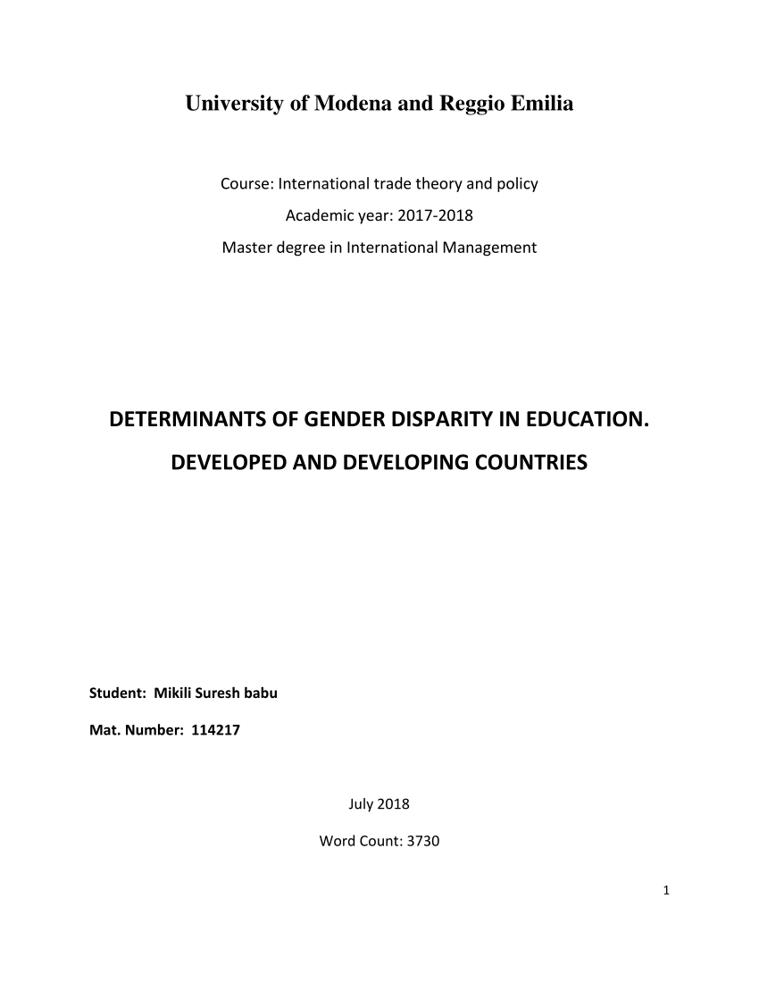 dissertation on gender disparity