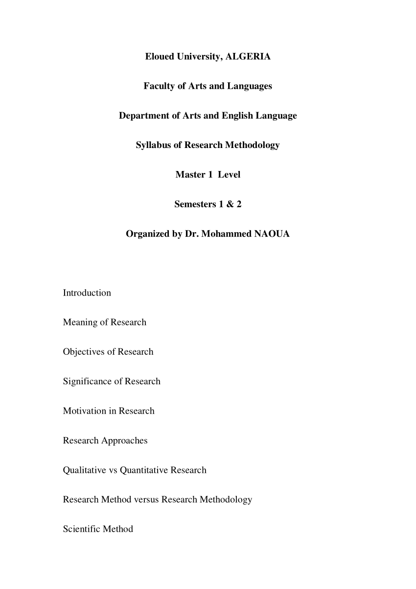 independent research course syllabus