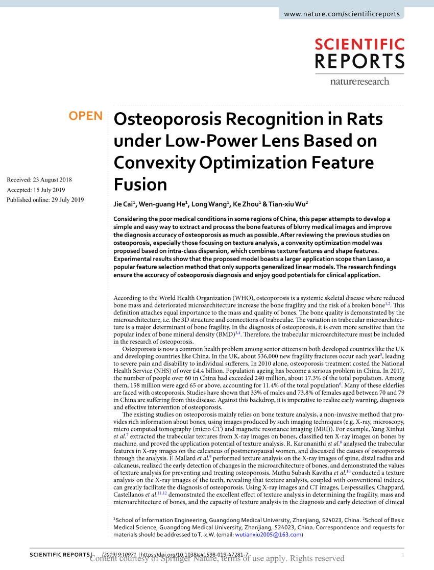 PDF) Osteoporosis Recognition in Rats under Low-Power Lens Based ...