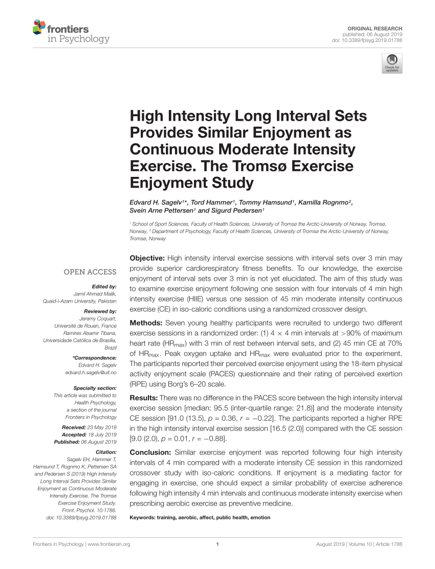 PDF) High Intensity Long Interval Sets Provides Similar Enjoyment