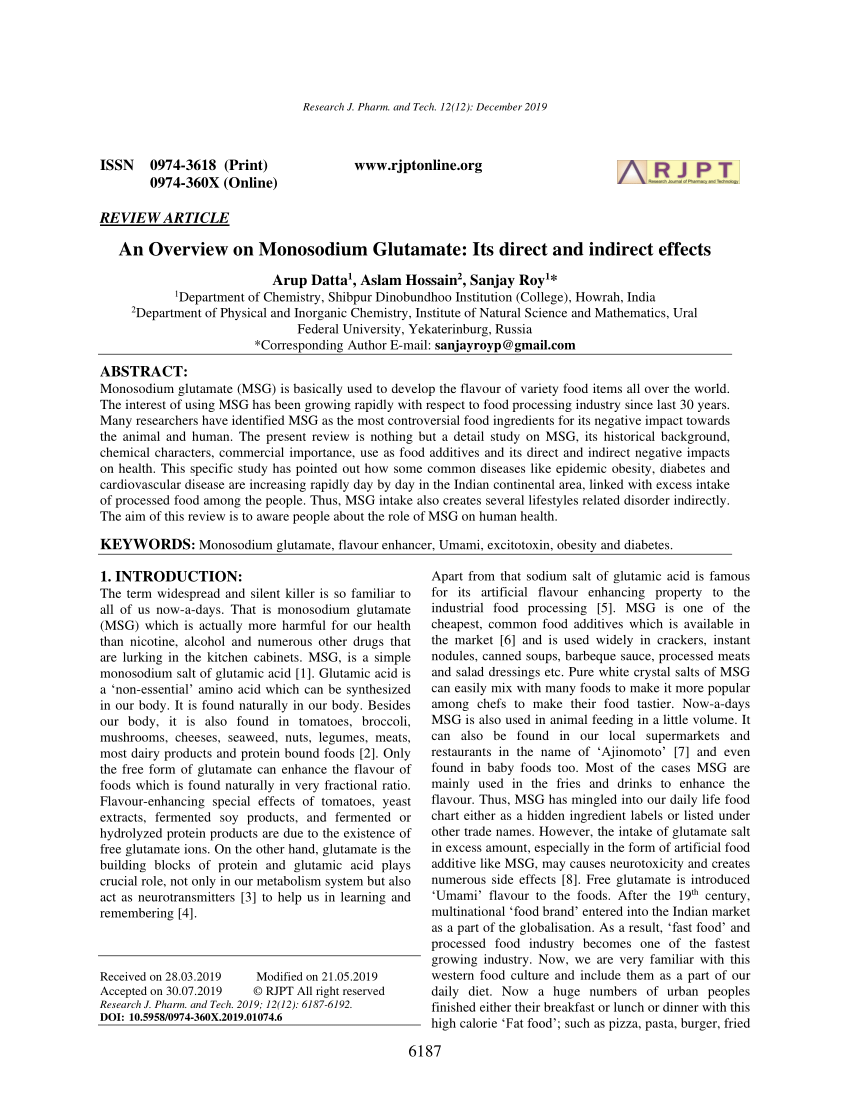 monosodium glutamate research paper pdf