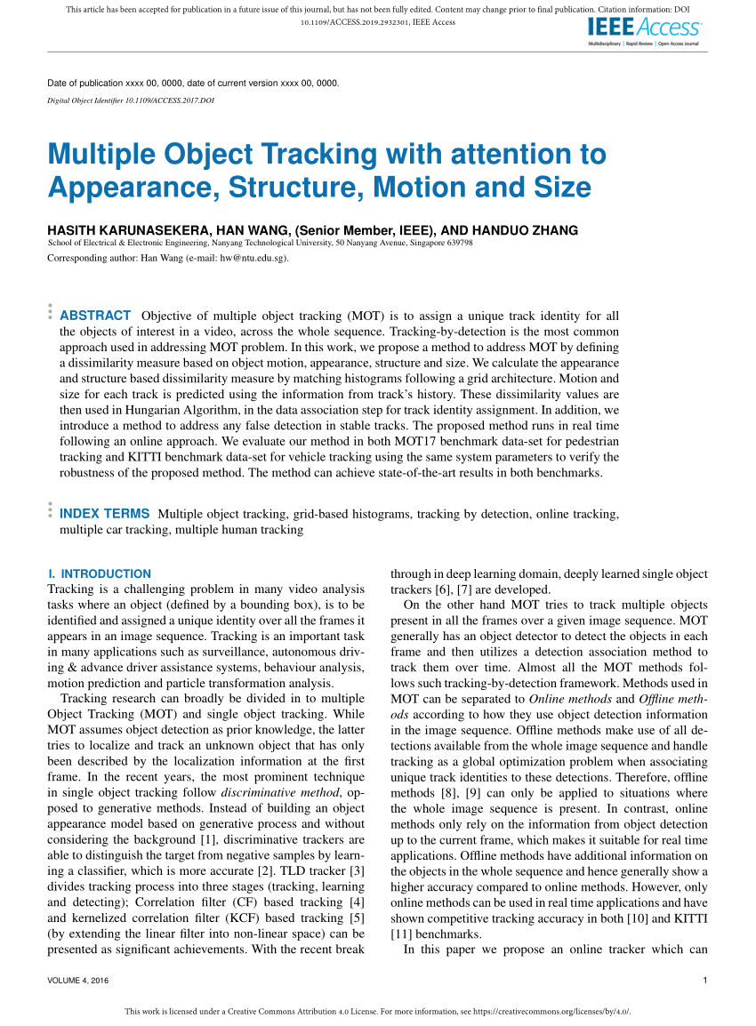 Pdf Multiple Object Tracking With Attention To Appearance Structure Motion And Size