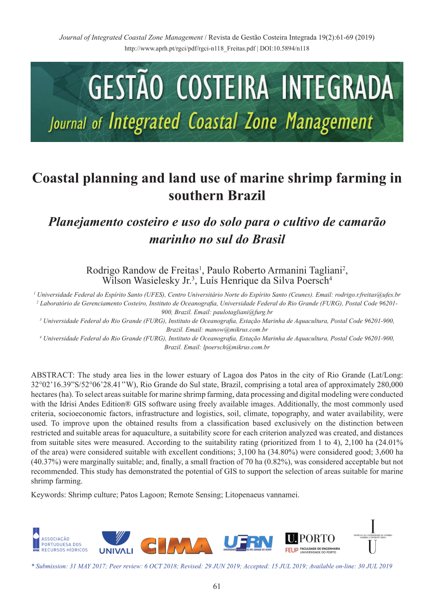 Coastal planning and land use marine farming in southern Brazil