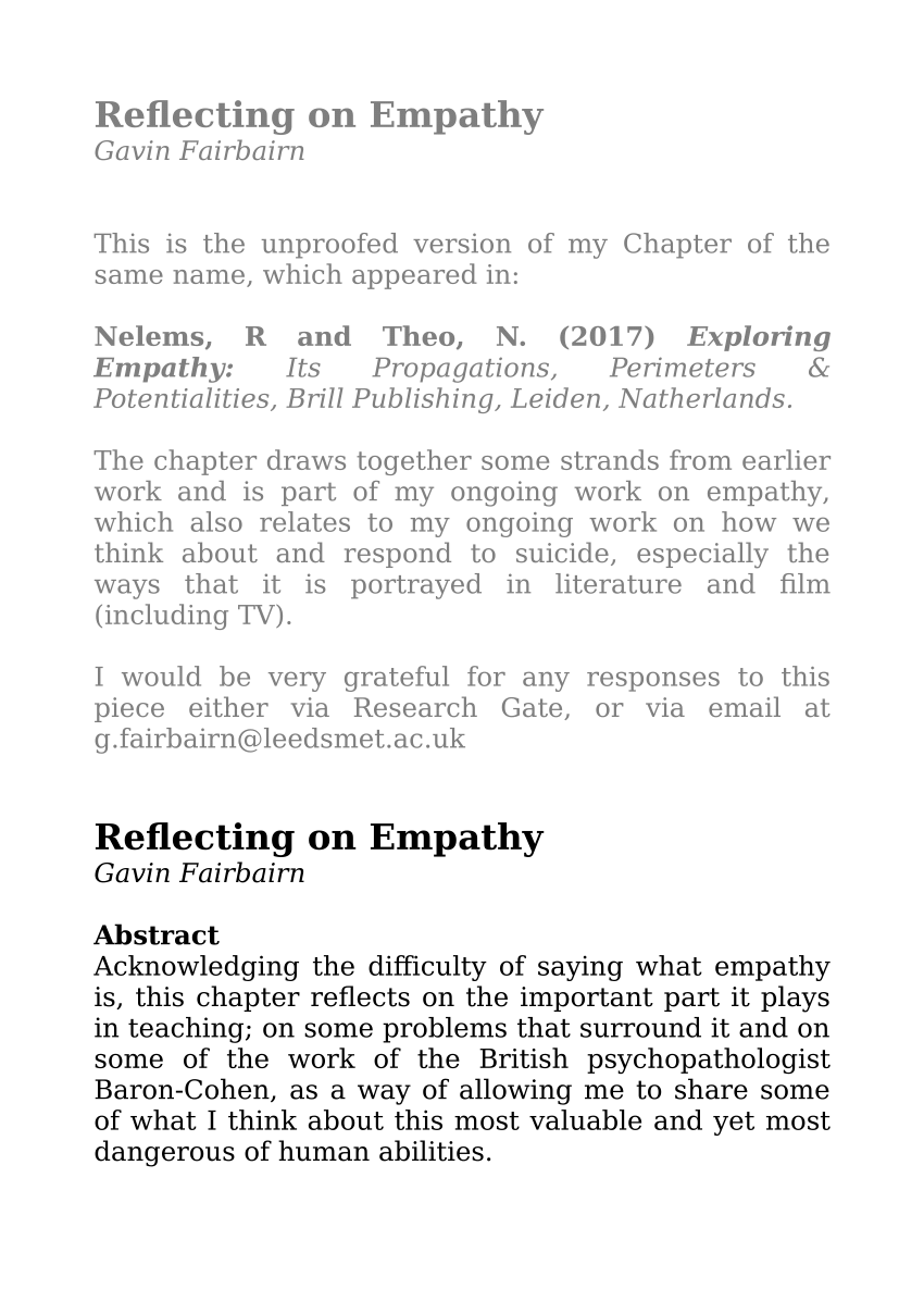 reflection essay about empathy