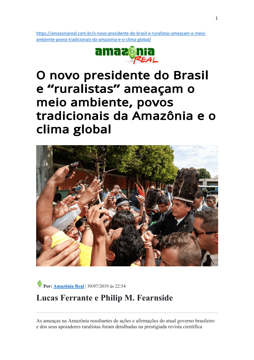 PDF) Reviravolta no Congresso Nacional ameaça Amazônia