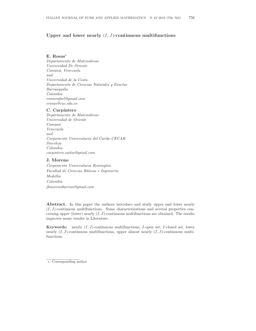 Pdf Upper And Lower Nearly I J Continuous Multifunctions