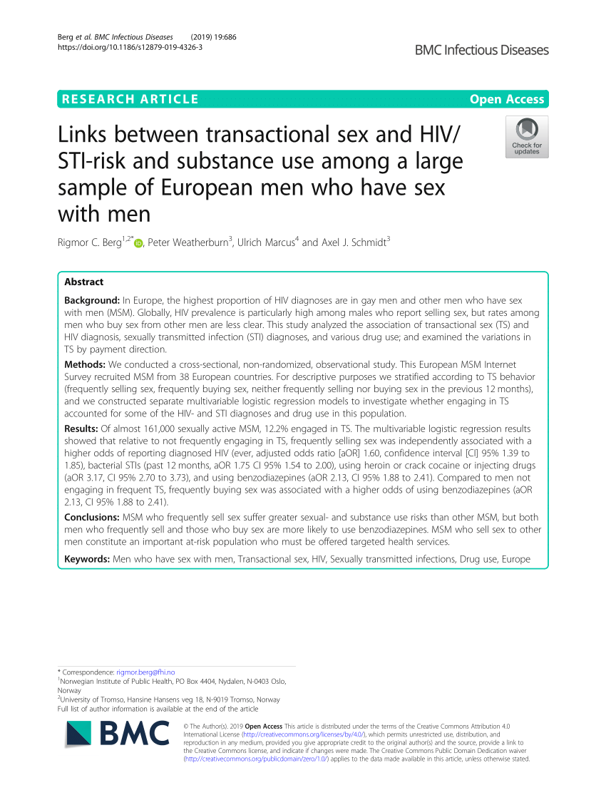 Pdf Links Between Transactional Sex And Hivsti Risk And Substance Use Among A Large Sample Of 
