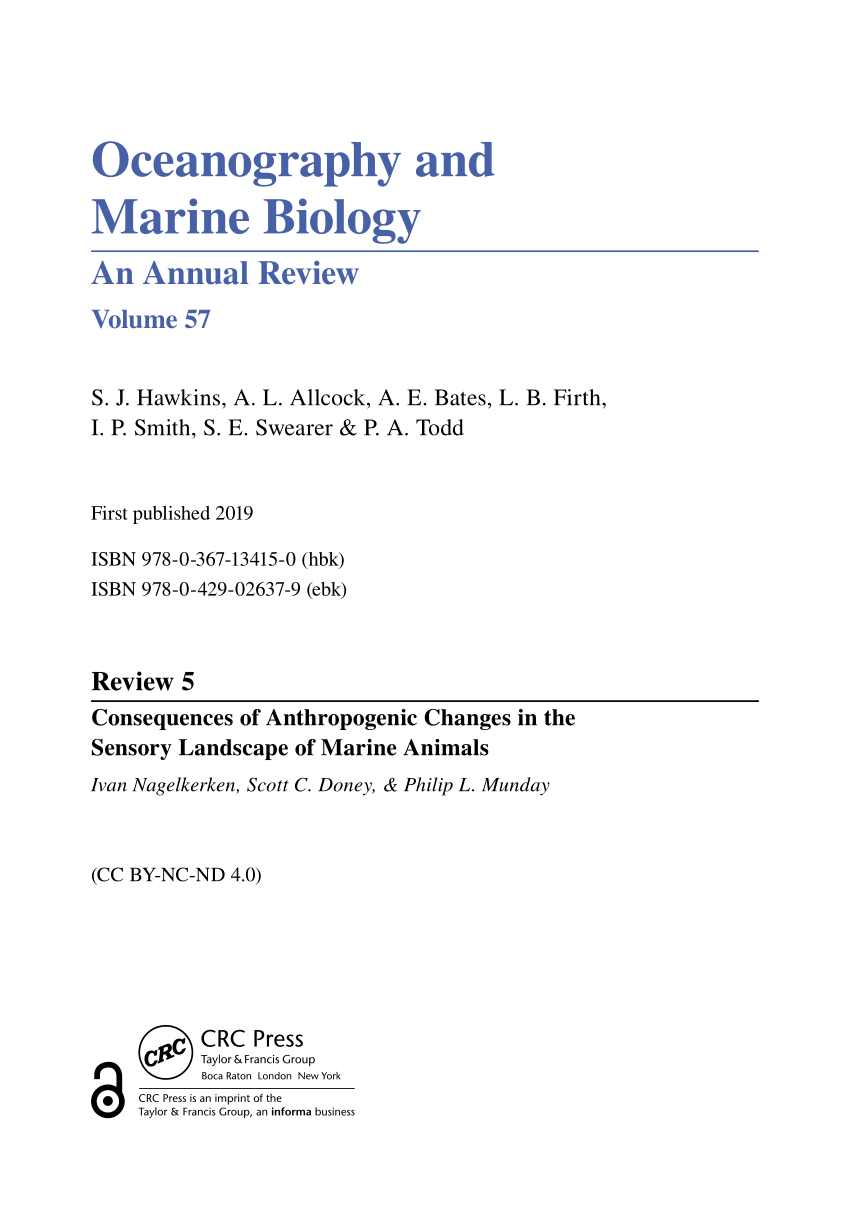 Pdf Consequences Of Anthropogenic Changes In The Sensory Landscape Of Marine Animals