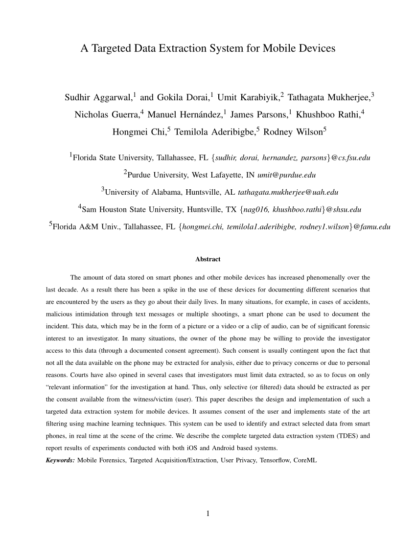 Pdf A Targeted Data Extraction System For Mobile Devices